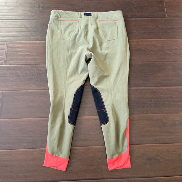 Dover Saddlery Women's Wellesley Breech Olive Coral Riding Pants Sz 36 NWOT - Picture 2 of 13